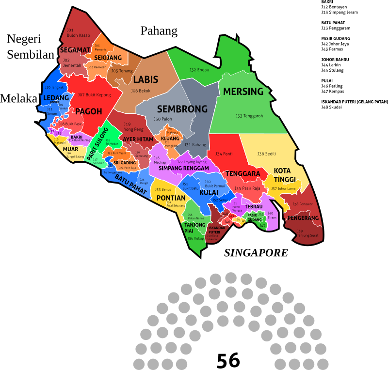 Johor State Legislative Assembly Constituencies - 2018