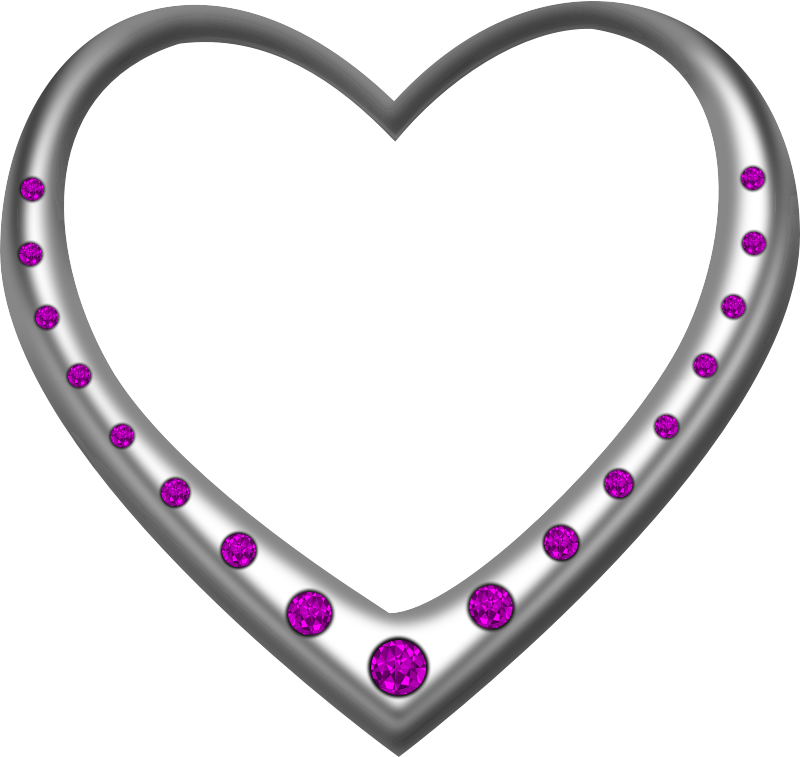 Silver heart studded with amethysts