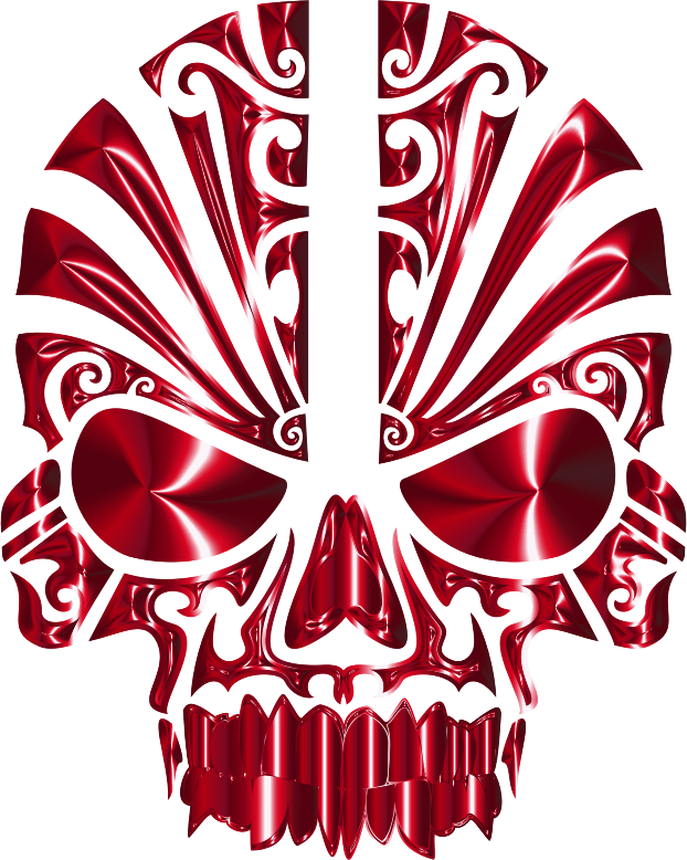 Tribal Skull Silhouette 2 Crimson No BG