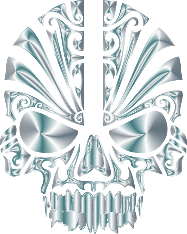 Tribal Skull Silhouette 2 Silver