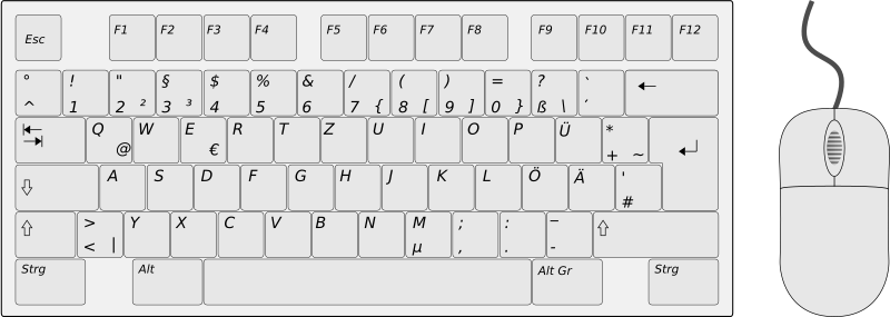 German Keyboard Left Side with Mouse