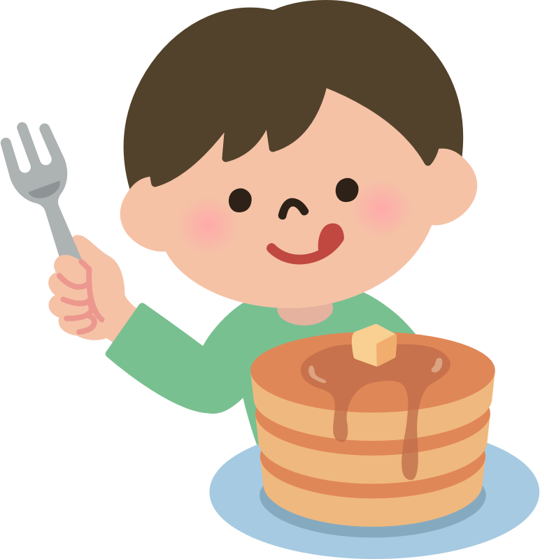 Boy eating pancakes