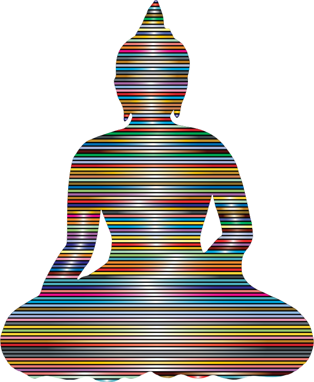 Sitting Buddha Silhouette Prismatic Lines