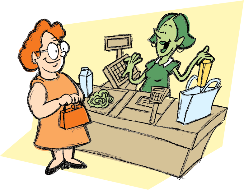 Woman And Cashier By richardsdrawings