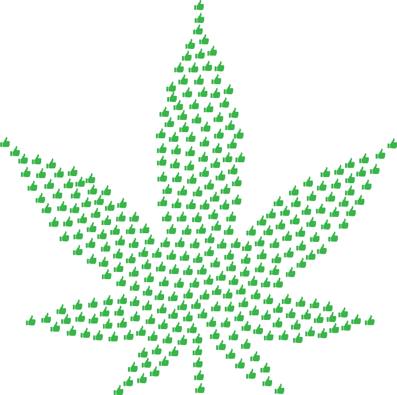 Marijuana Leaf Silhouette Thumbs Up Green