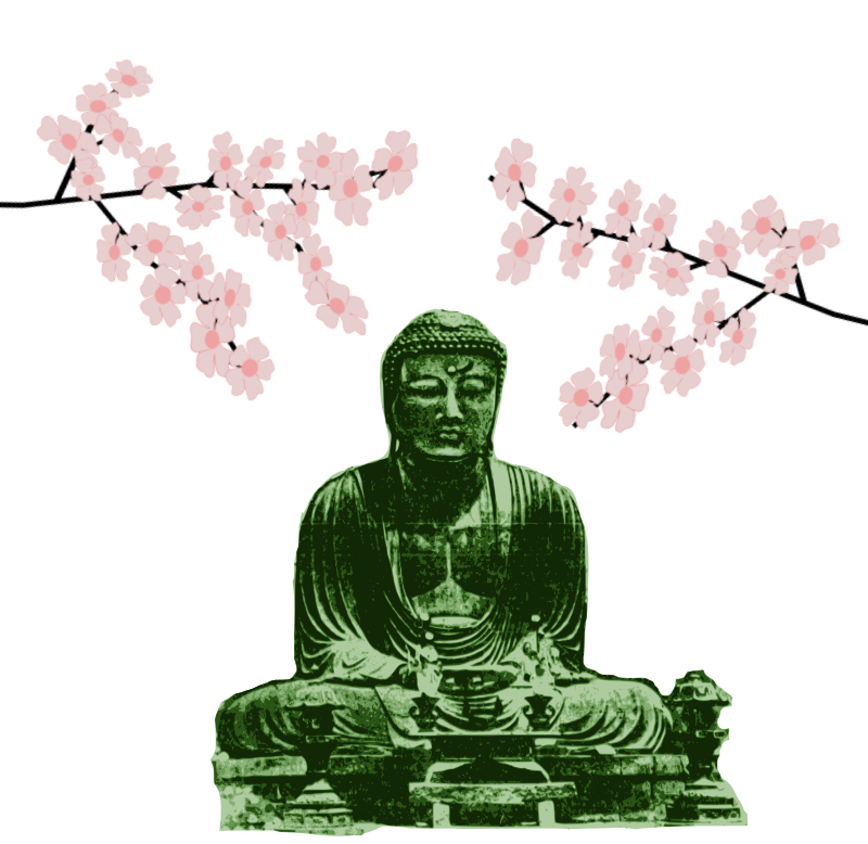 Big Green Buddha and Blossoms