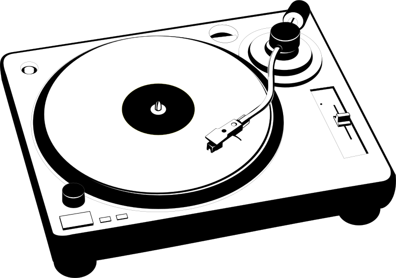 Black and white DJ turntable