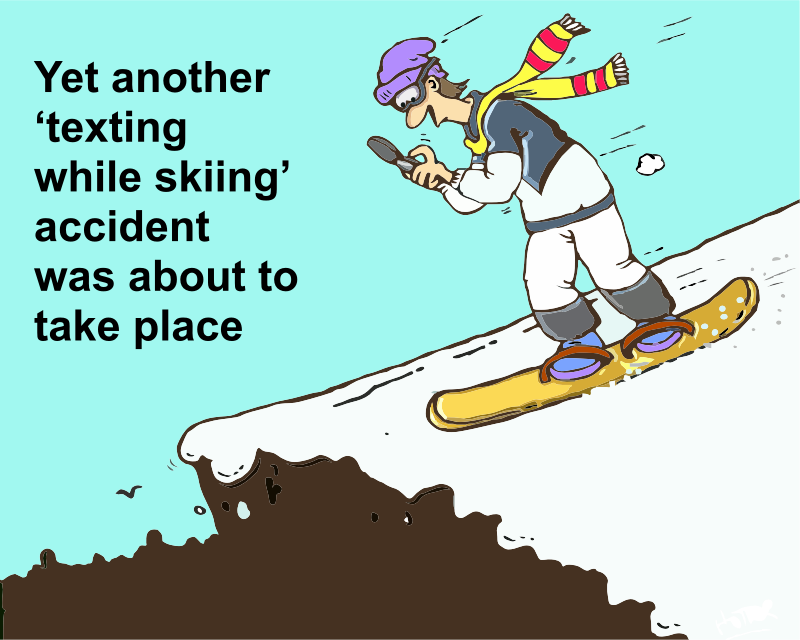 A texting while skiing accident