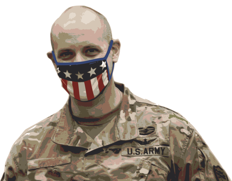 Solider in a Flag Mask