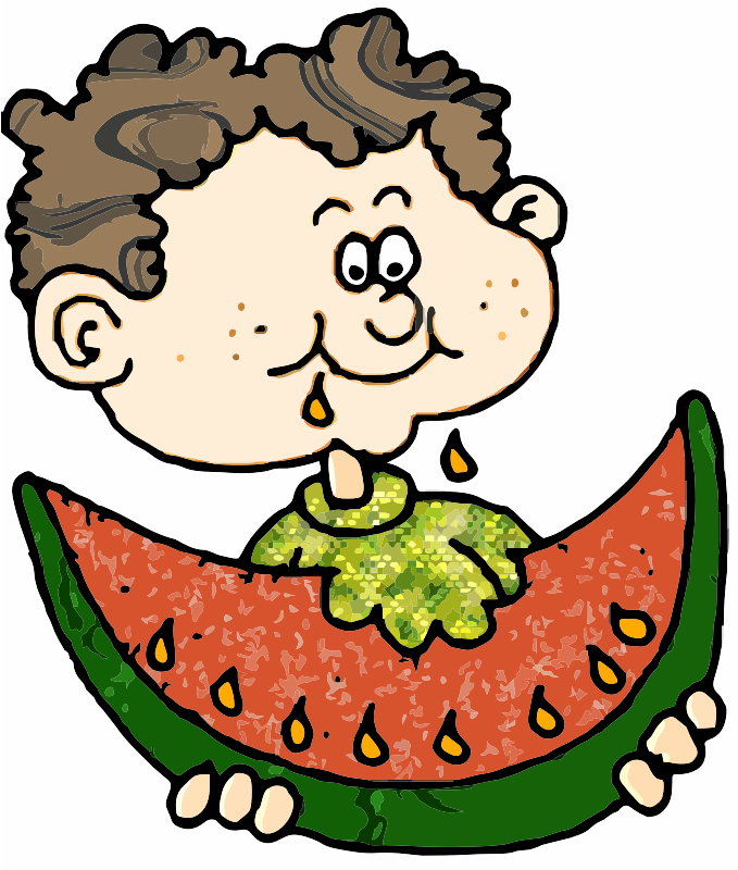 Boy eating a watermelon