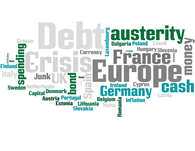 Debt crisis Europe word cloud