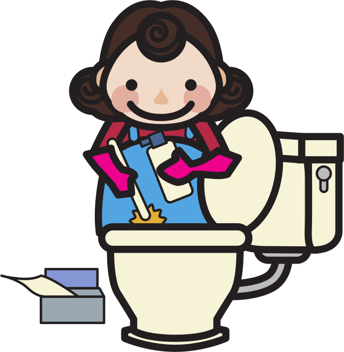 woman cleaning toilet
