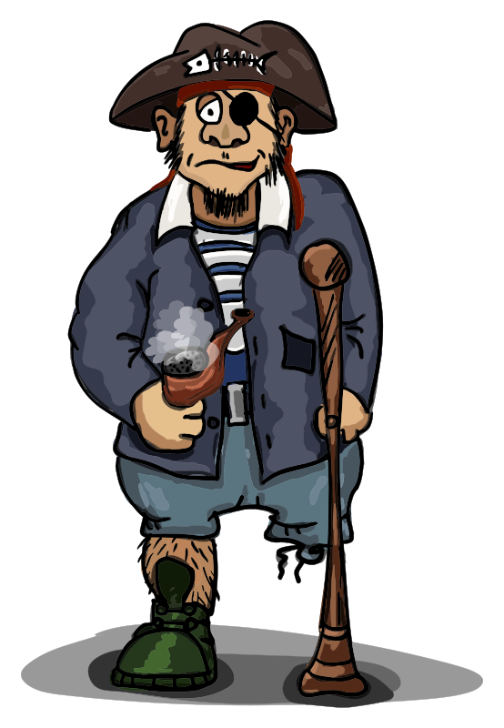 one-legged pirate with pipe