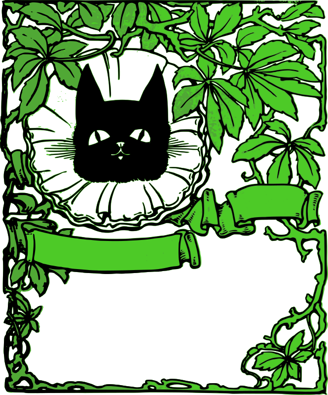Green Leaf and Black Cat