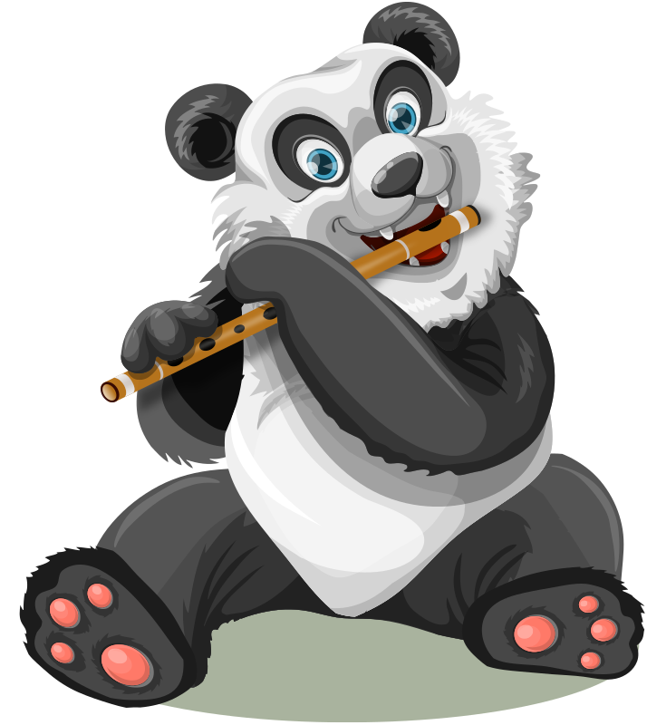 Panda Playing a Flute