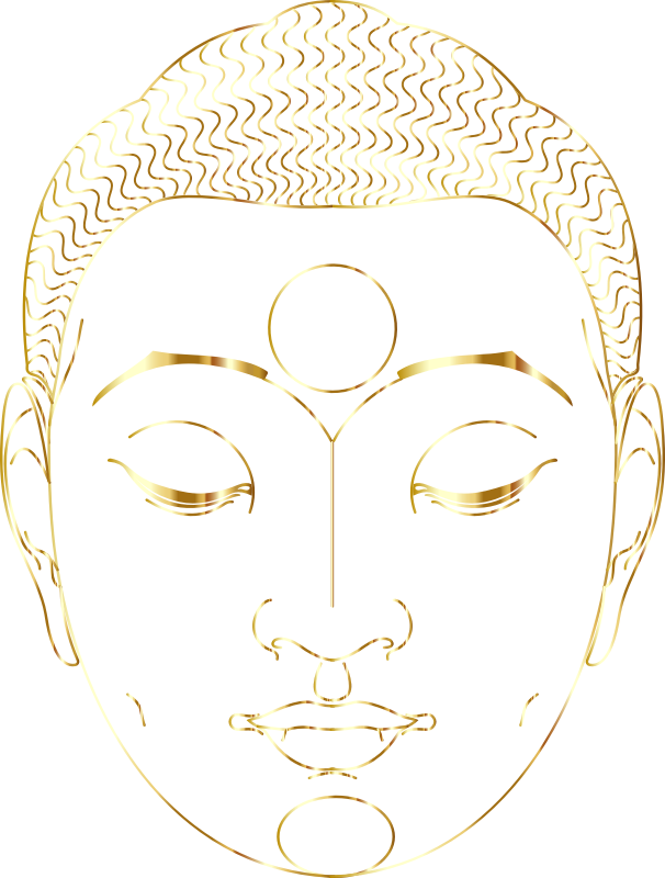 Buddha Face Line Art With Hair Gold No Silhouette