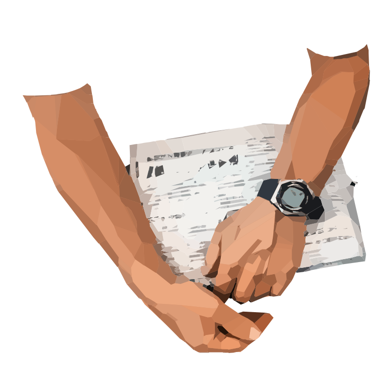 Hands Holding a Newspaper