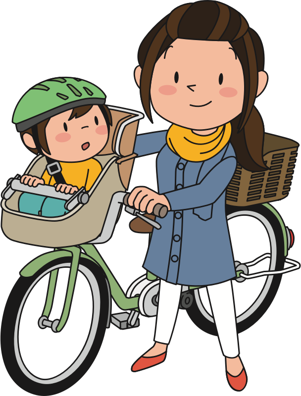 Mother and child with bicycle 