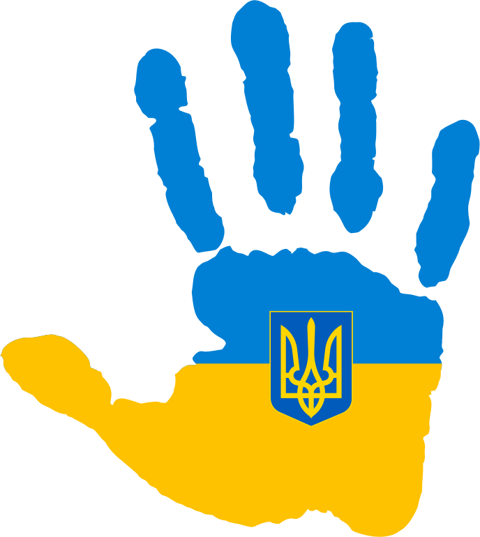 Ukraine Flag Hand with Coat of Arms