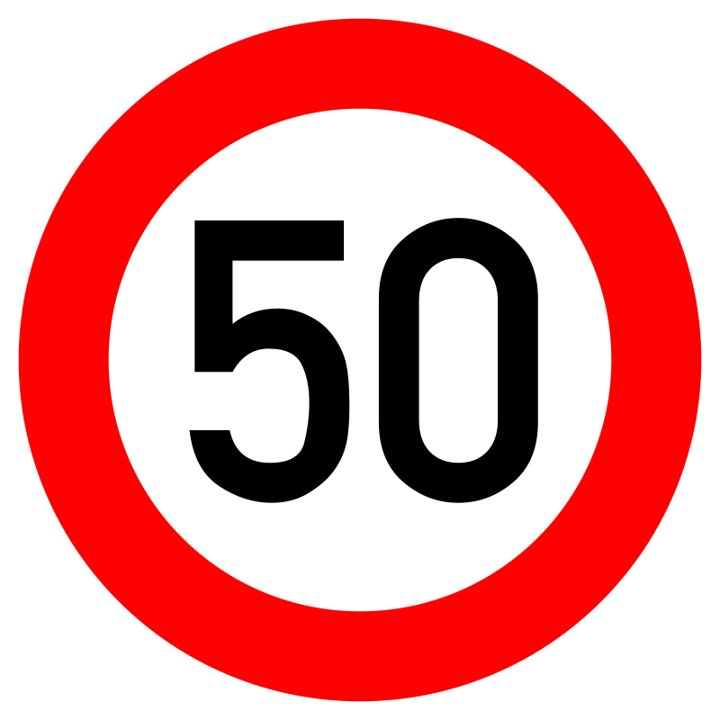 German Road Sign - Maximum speed limit 50 km/h