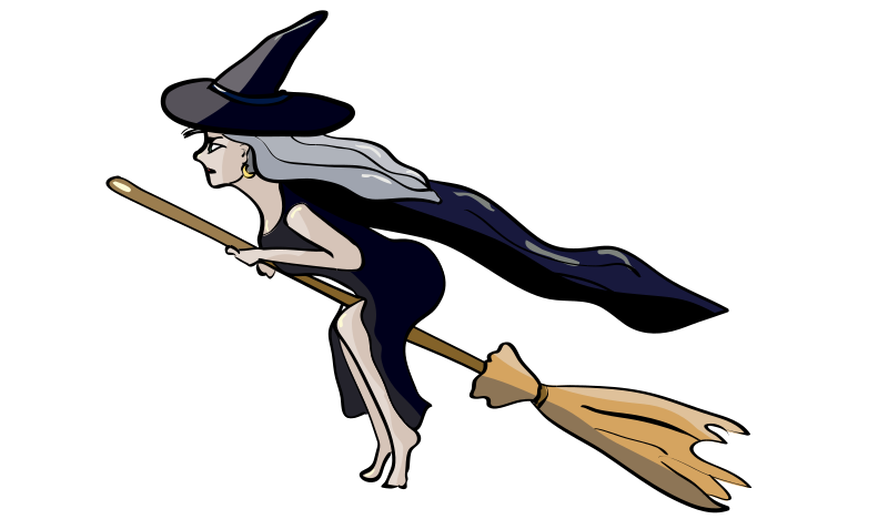 Witch Flying on a Broom - Isolated