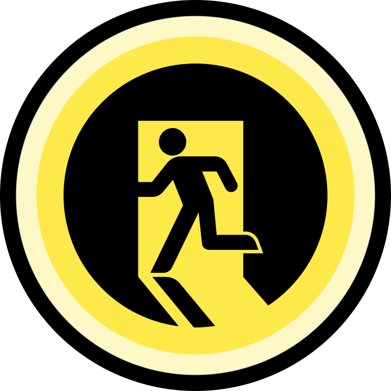 Button - Exit/Quit (yellow & black)