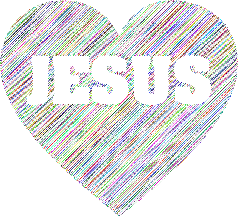 Jesus Heart Scribble Typography Colorful
