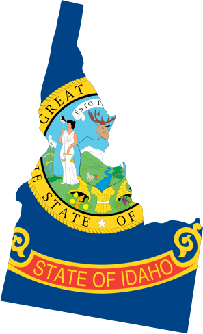Idaho State Outline with Flag Background