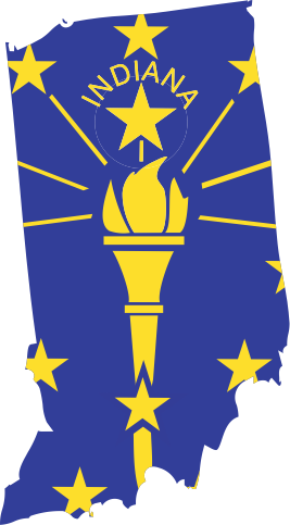 Indiana State Outline with Flag Background