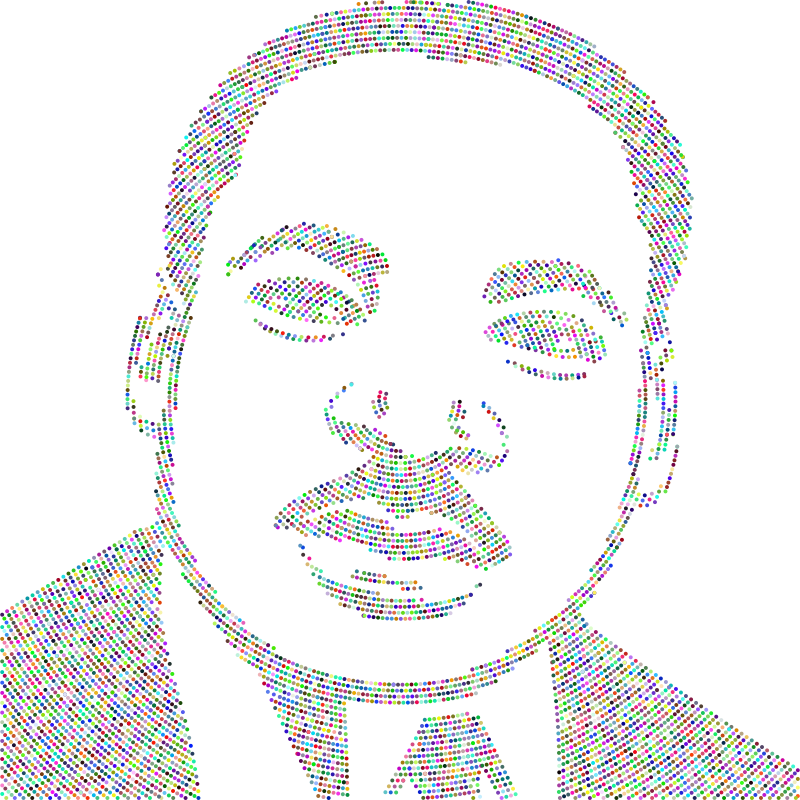 Martin Luther King Portrait Generated With The Help Of AL Dots Colorful
