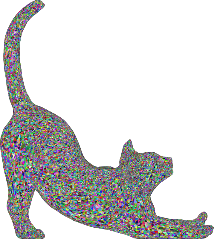 Stretching Cat 3D Colorful
