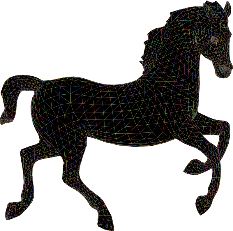 Horse Low Poly 3D Wireframe Polyprismatic With Silhouette