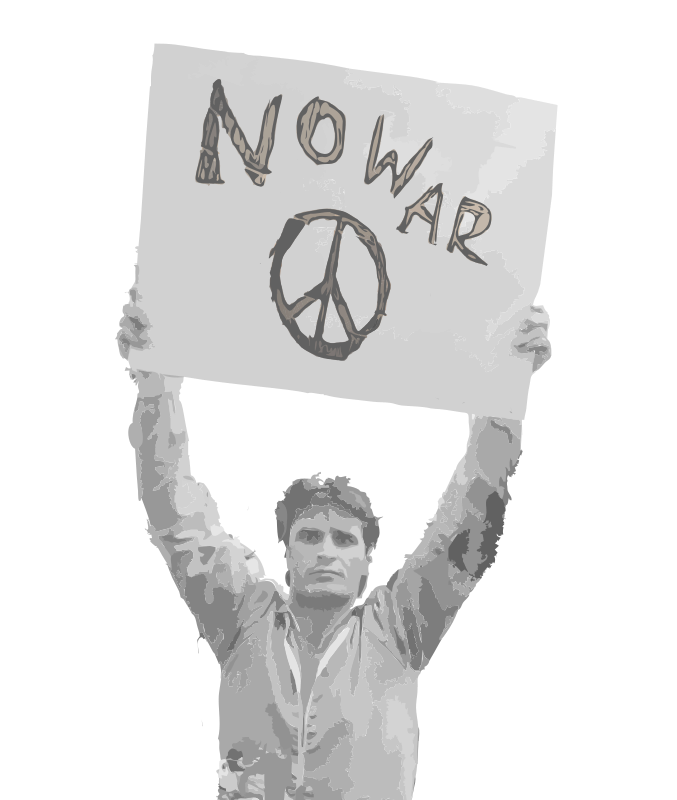 Man Holding a No War Sign