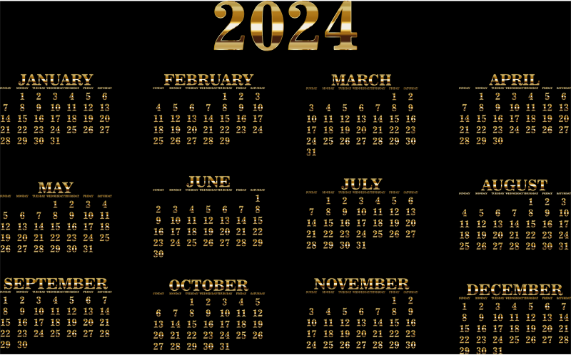 2024 Calendar Gold