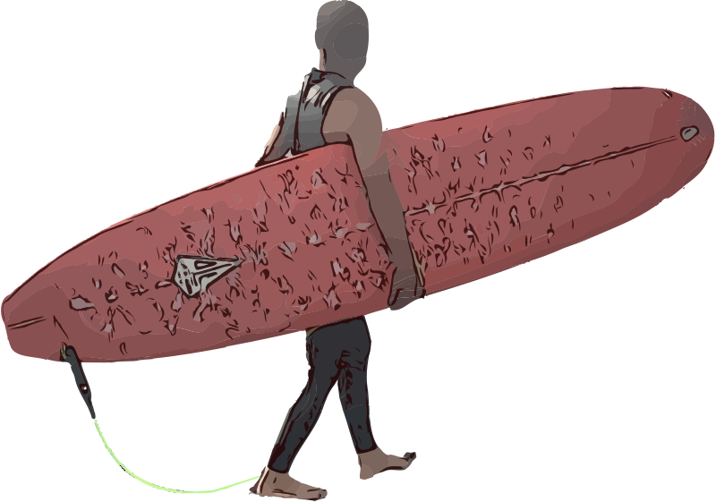 Man with Red Surfboard