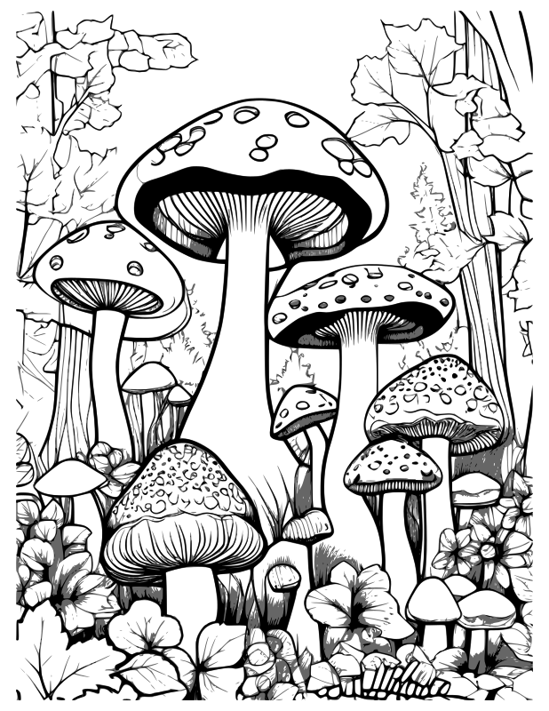 Coloring Page Fungi