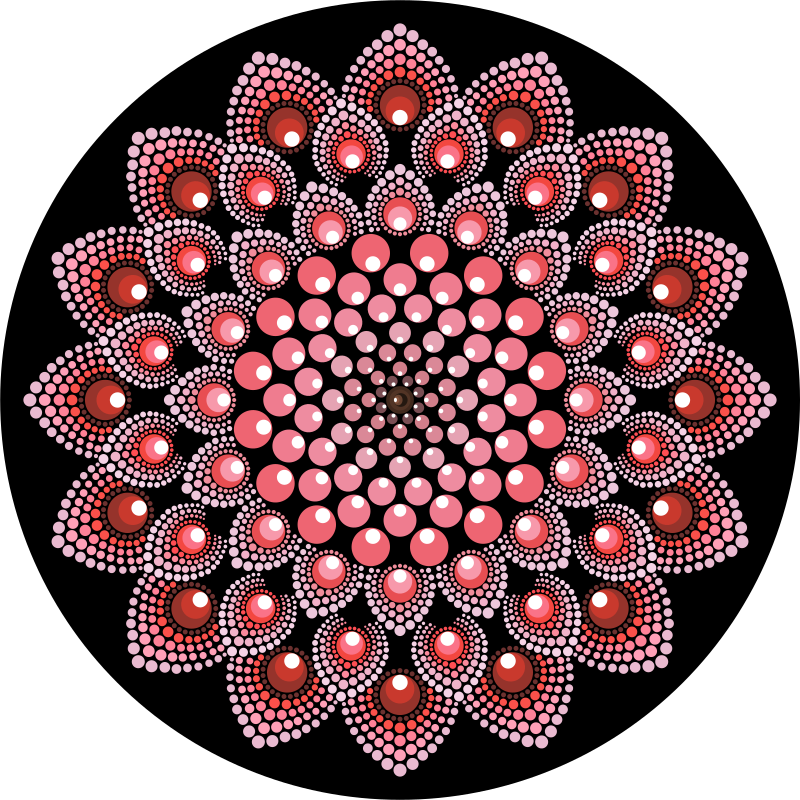 Dot Mandala - Flower 3d - Red