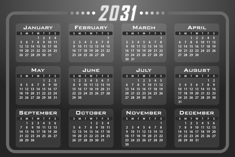 Calendar 2031