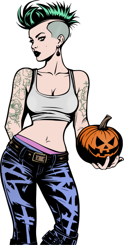 Punk Woman with Jack-o-Lantern