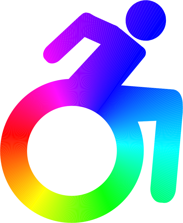 Wheelchair rainbow multicolor disabled positivity blue