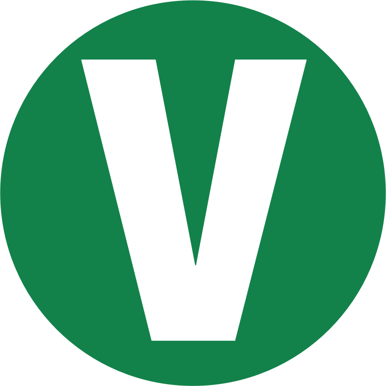 large V on green circle for vegan vegetarian 