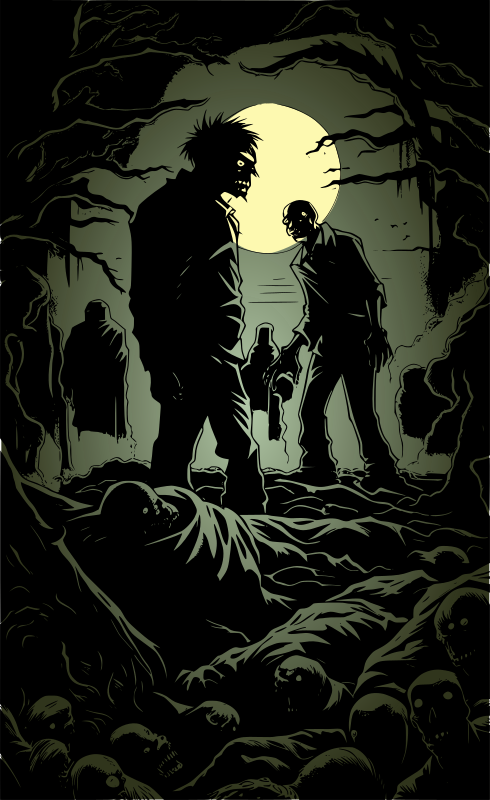 Zombies in moonlight