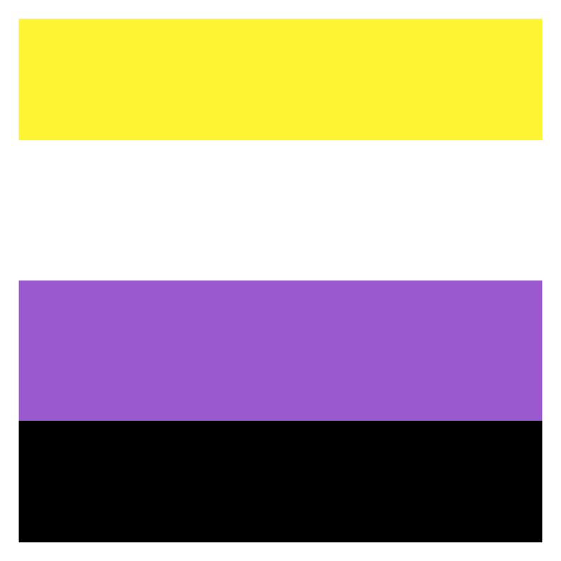 Non-binary pride square with thick white border 