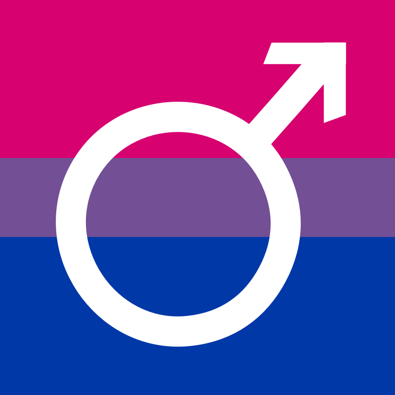 Bisexual pride flag with white mars symbol 