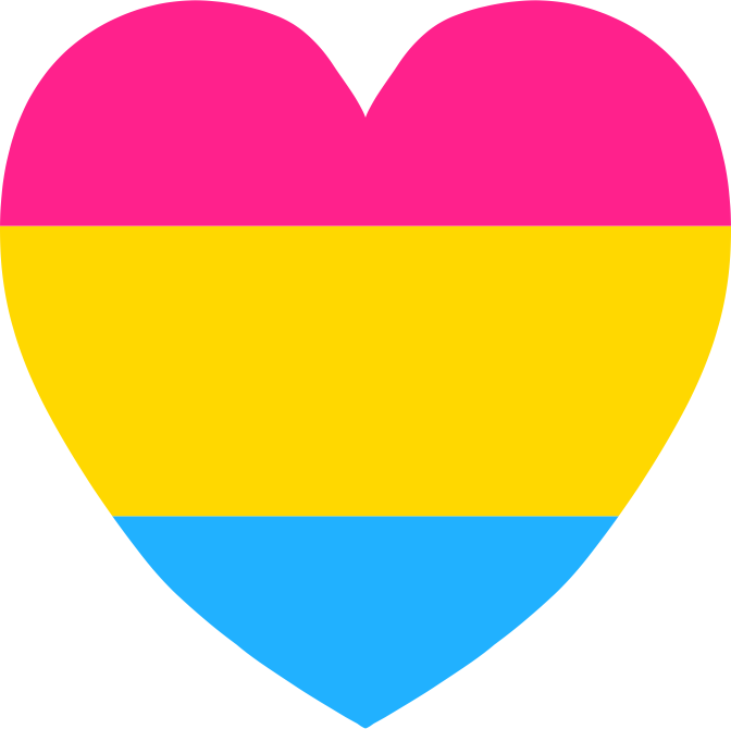 Pansexual heart in pride flag colors 