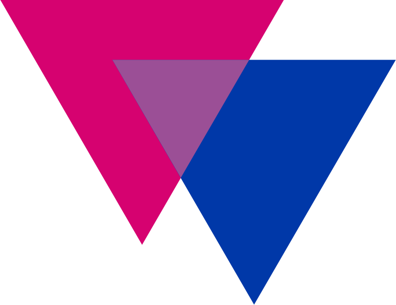 Bisexual triangles biangles pride symbol in new colors 