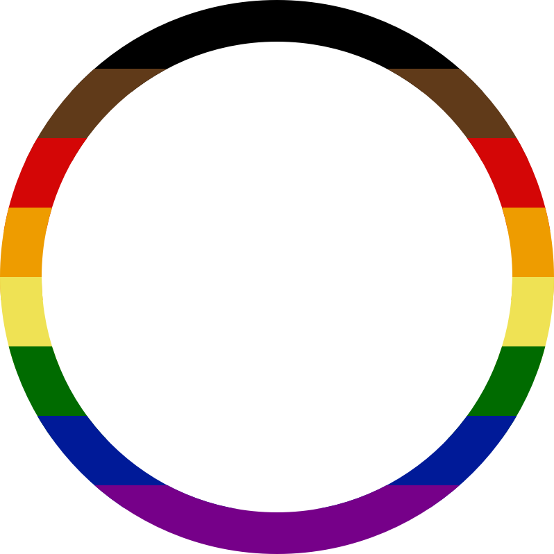 LGBT+ poc progress pride black brown round border 