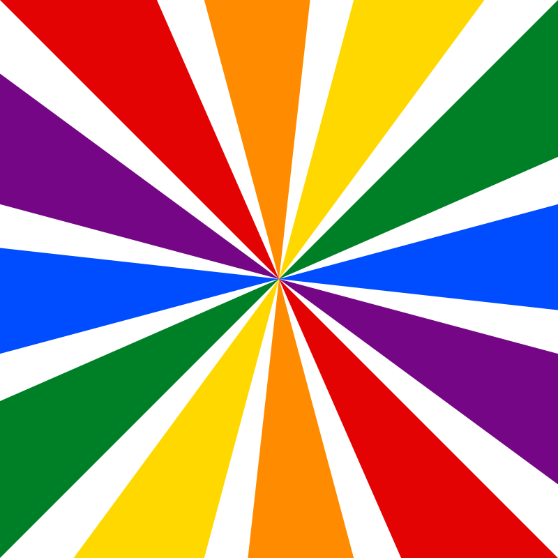 LGBT pride starburst alternating with white rays 