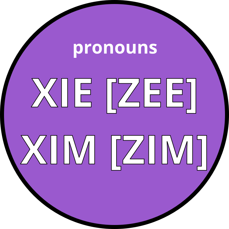 Xie Xim nonbinary pronouns pronunciation badge purple 