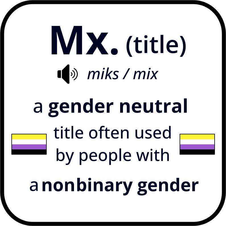 My title is Mx pronounced nonbinary gender identity white